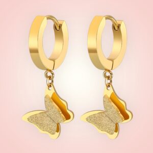 Oorbellen Vlindertjes, 18 K gold plated Stainless Steel