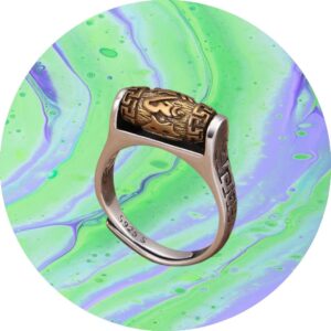 Tibetaanse zilveren ring met gebedsmolentje