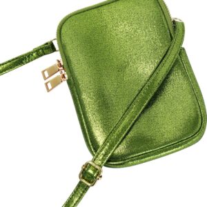 Groen Telefoontasje Metallic groen, is een trendy schoudertasje.