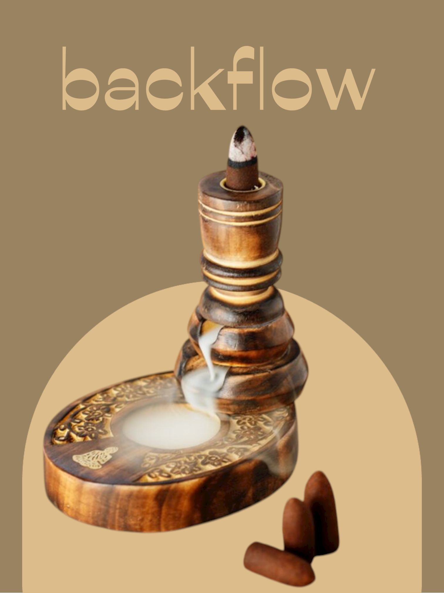 Backflow wierook brander, van mangohout