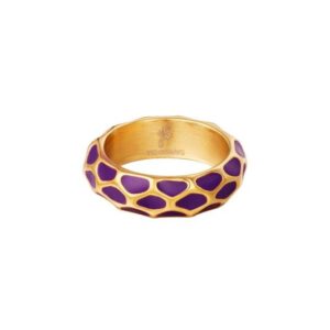 Ring RVS paars giraffe patroon, maat 18