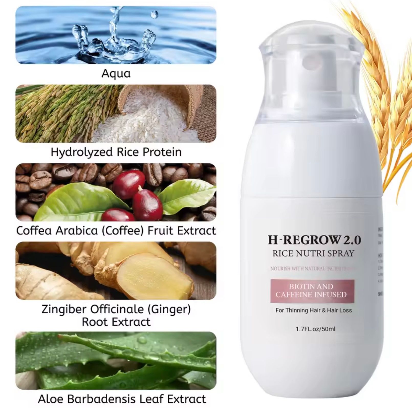 Rijst Nutri Spray. Bij haaruitval. 50 ml - Afbeelding 5