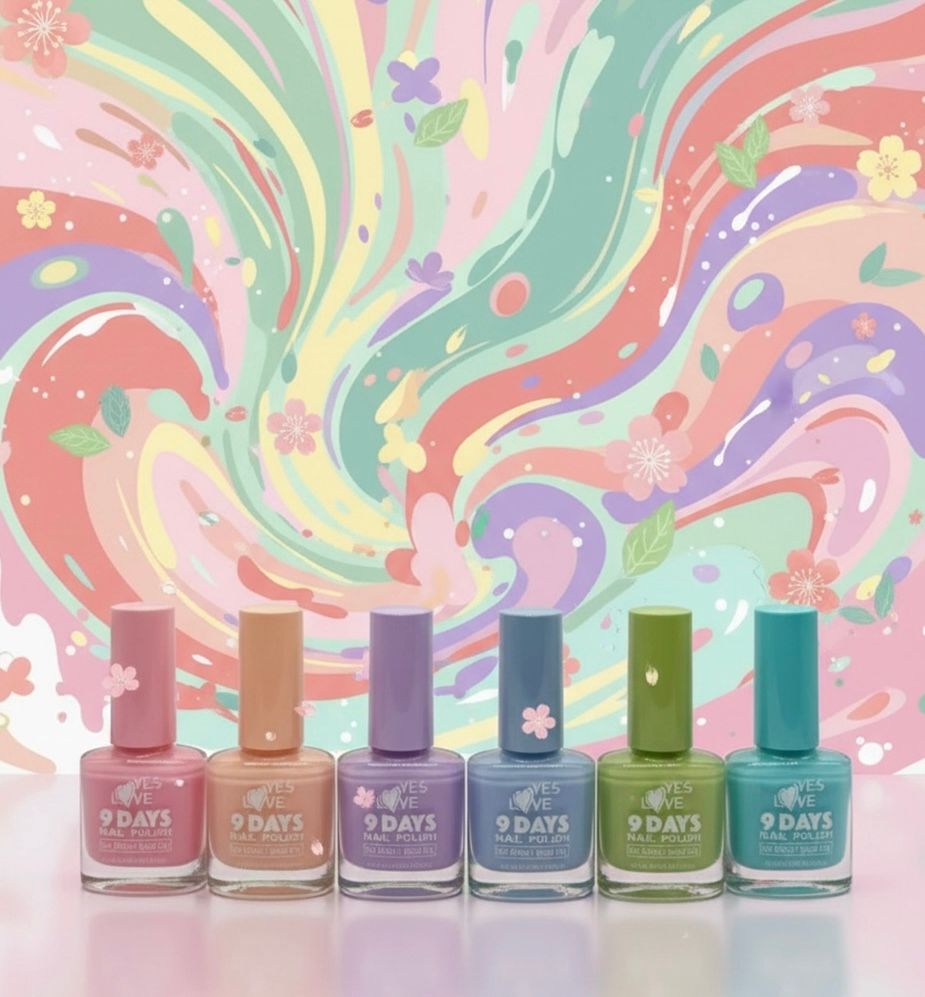 Nagellak, in diverse prachtige kleuren, 9 dagen zonder brokkelen.