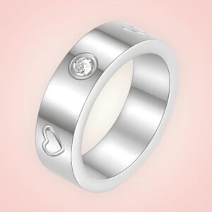 Ring met cubic zirconia's RVS