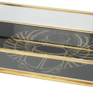 Mooi glas met messing tableau, met scarabee