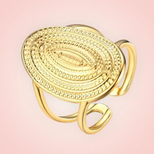 Ring met Ovaal, 18 K gold plated Stainless Steel