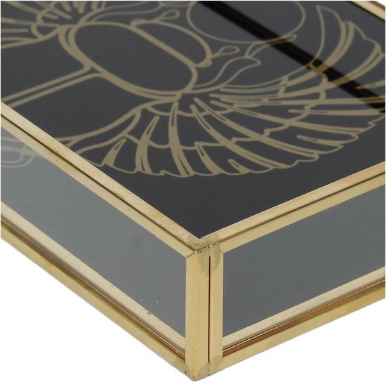 Mooi glas met messing tableau, met scarabee - Afbeelding 3
