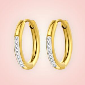 Oorbellen met diverse Zirconias RVS 18 K goldplated