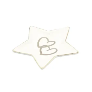 Sieraden schaaltje ster, 2 hartjes, keramiek