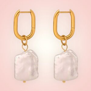 Oorbellen echte Parels 18 K gold plated Stainless Steel