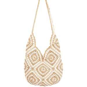 Prachtige BOHO gehaakte tas, wit/bruin