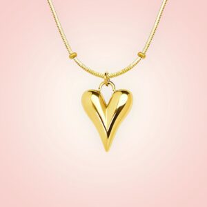 Halsketting met Hartje, RVS 18 K goldplated