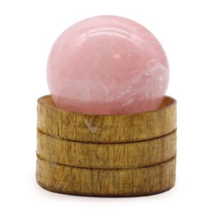 Edelsteen Rozenkwarts bol met houder van hout