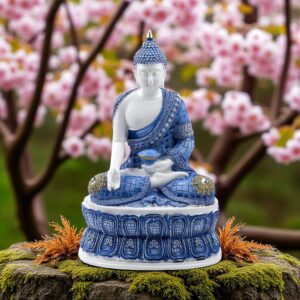 Prachtig Delftsblauw Like Boeddha beeld LOTUS