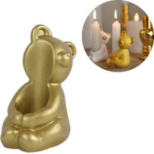 Lief "I Give You a Bear HUG” beertje goud kandelaar, incl. kaarsje
