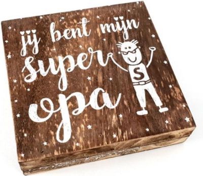 Dikke houten tegel voor opa of oma! SUPER oma of opa - Afbeelding 2