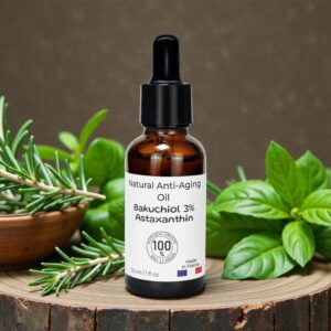 Anti-Aging olie met 3% Bakuchiol, Squalane en Astaxanthine. 30 ml