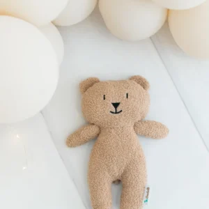 Teddybeer van zacht badstof in Licht Bruin, licht blauw, munt groen of Wit