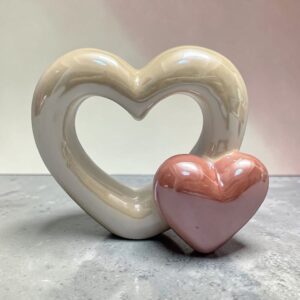 Keramieken hartjes (wit/roze)