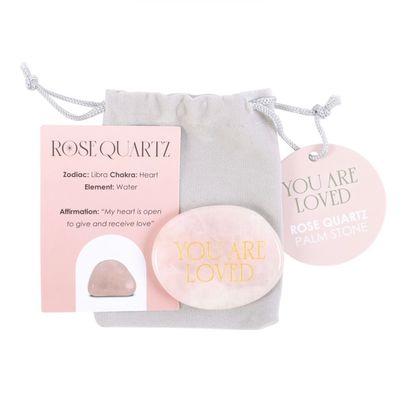 Rozenkwarts edelsteen set handsteen YOU ARE LOVED - Afbeelding 2