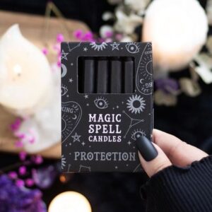 Verpakking van 12 magische spreukkaarsen - zwart - PROTECTION