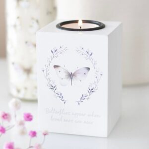 Witte stijlvolle theelicht houder Vlinders