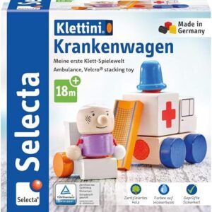 Mooie houten Ambulance, blokjes blijven mooi staan met klittenband