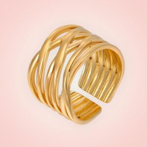 Ring Criss Cross, RVS 18 K goldplated