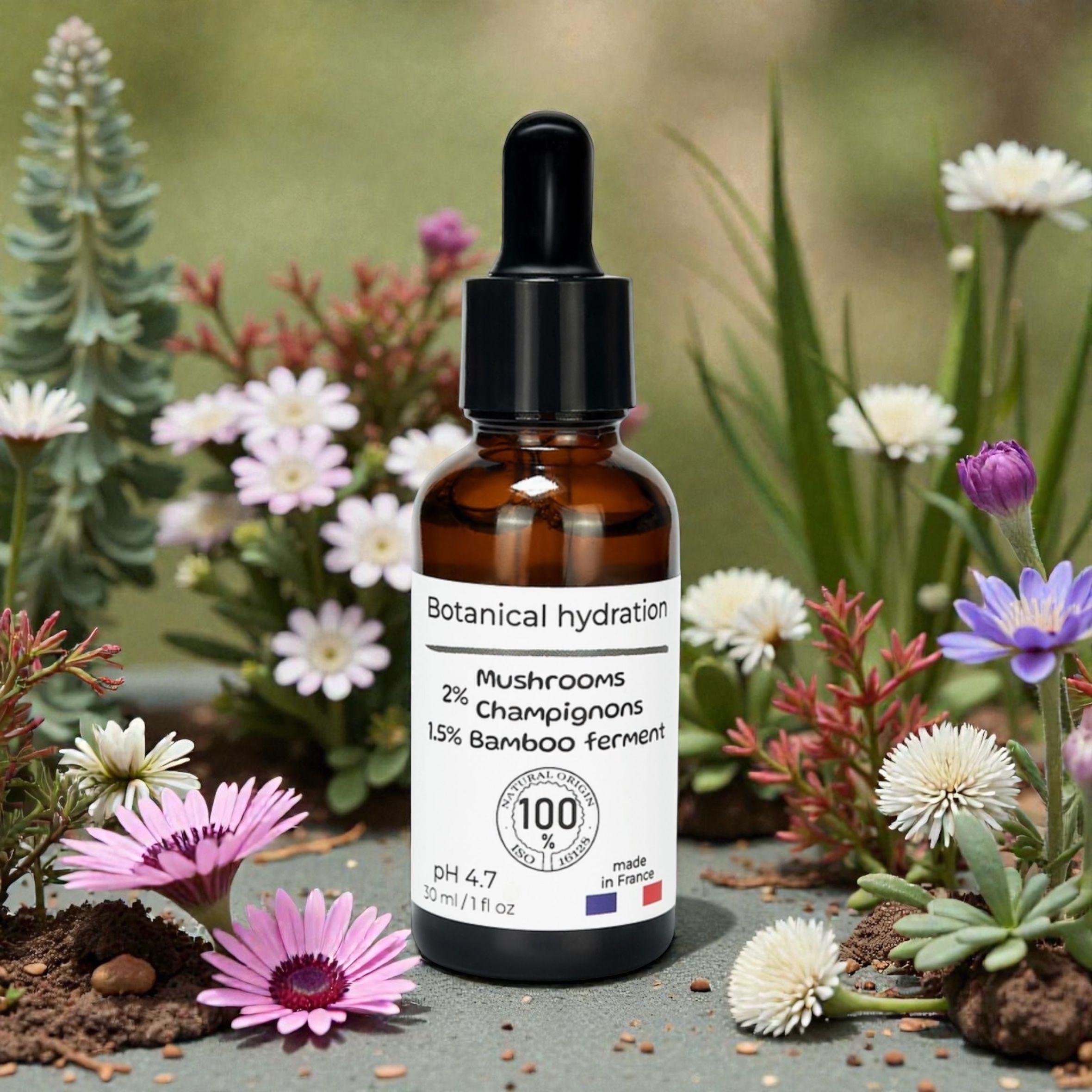 Botanische hydratatie serum met 2% paddenstoelen en 1,5% bamboe ferment 30 ml