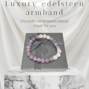 Armband met Amethist en Rozenkwarts kralen