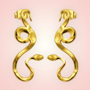 Oorbellen Slangen, 18 K gold plated Stainless Steel
