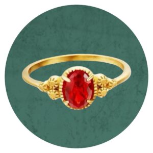 Roestvrijstalen ring met zirkoonsteen, licht rood