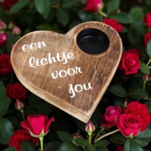 Een lichtje voor jou, waxinelicht houder in hartvorm