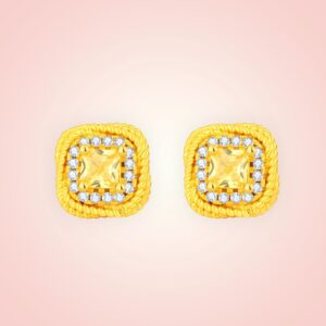 Oorstekers met cubic Zirconia, 18 K gold plated Stainless Steel