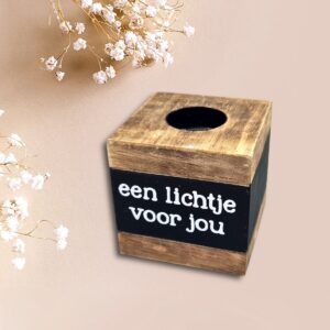Lichtje voor jou, waxinelichthouder van hout