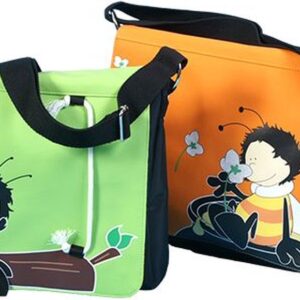 Schooltas van NICI, in groen en oranje
