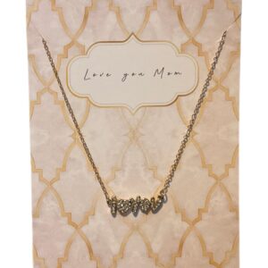 Kaart Love you Mom met een RVS ketting met hangertje