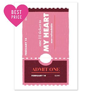 Kaart One Ticket To My Heart voor VALENTIJN 14 febr.