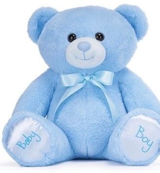 Grote Pluche beer in Blauw, Baby Boy op voetjes 28 cm