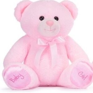 Grote Pluche beer in Roze, Baby Girl op voetjes 28 cm