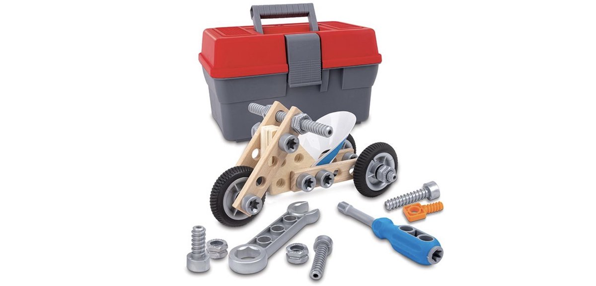 Constructie kit in mooie toolbox, maak je eigen stoere motorfiets